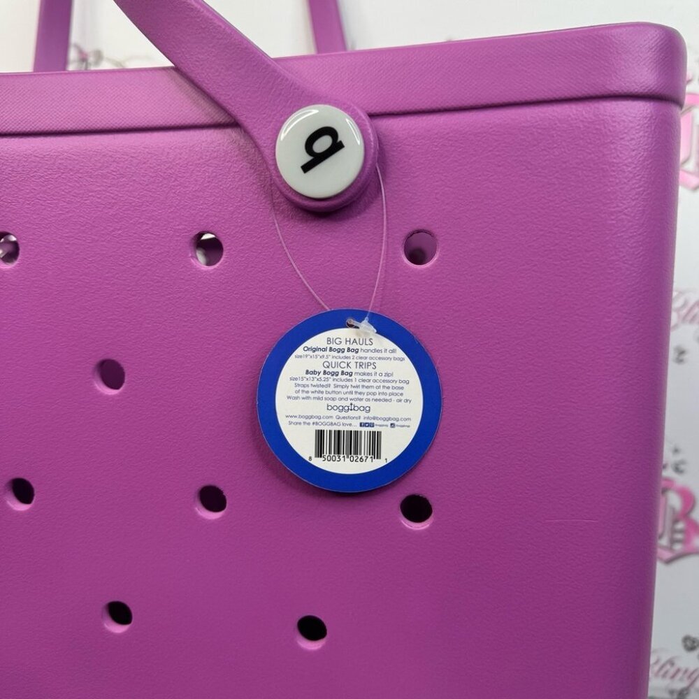 Bogg Bag large Purple Tote raspberry rare discontinued color sherbet purple pink - Picture 3 of 11